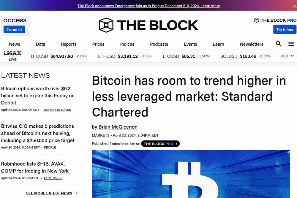 The Block　市況がビットコインのトレンドを上昇に